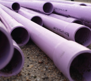 Image of purple pipes for reclaimed water