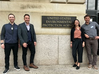 Four Epic Cleantec team members posing in front of EPA building