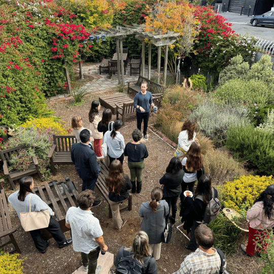 Image of group on a tour of Epic's garden