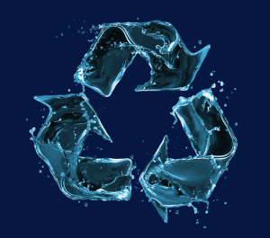 graphic image of recycle symbol with water effect